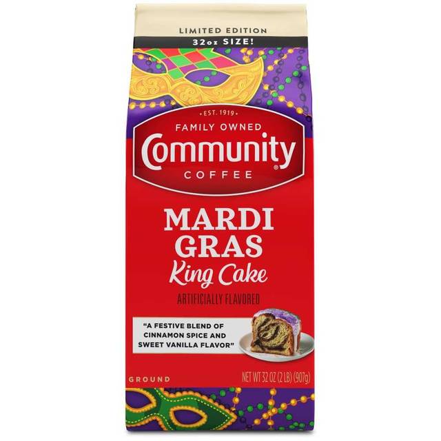 Community Coffee Medium Roast Ground Coffee, 32 oz. (Mardi Gras King Cake)