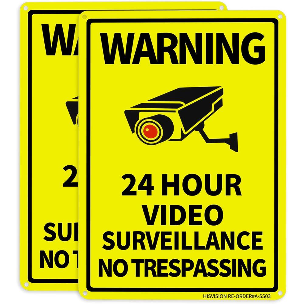 2-Pack HISVISION Aluminum "No Trespassing Video Surveillance" Sign