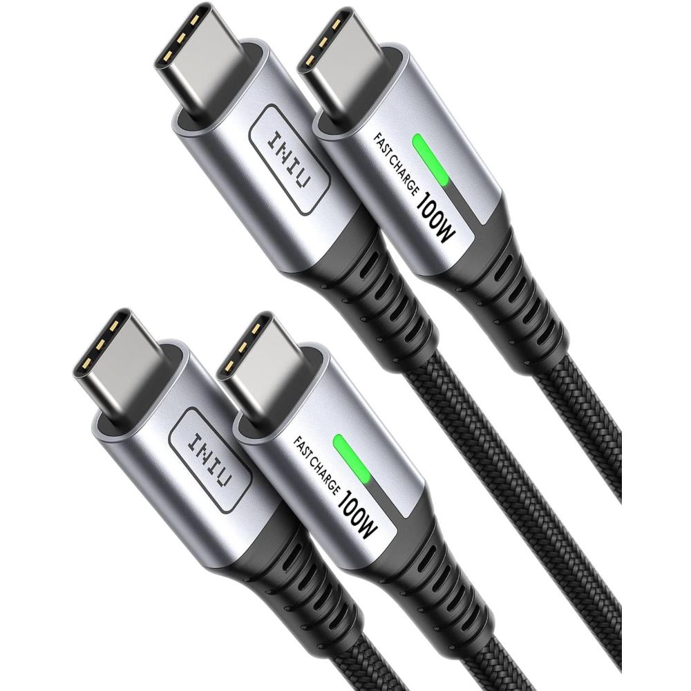 2-Pack Iniu 6' 100W Fast Charging USB-C to USB-C Cable