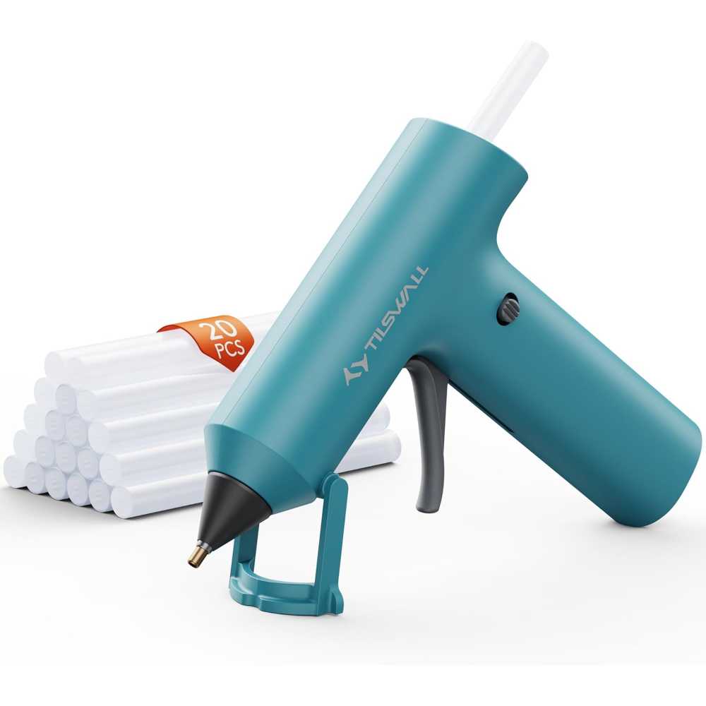 Tilswall USB-C Rechargeable Hot Glue Gun w/ 20x Glue Sticks