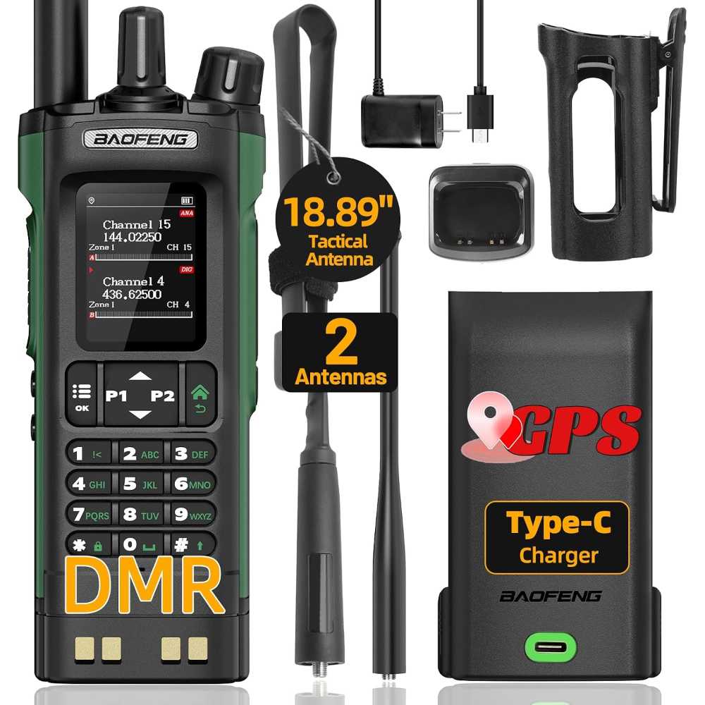 Baofeng DM32 10W Digital DMR GPS Radio w/ 18.8" Tactical Antenna