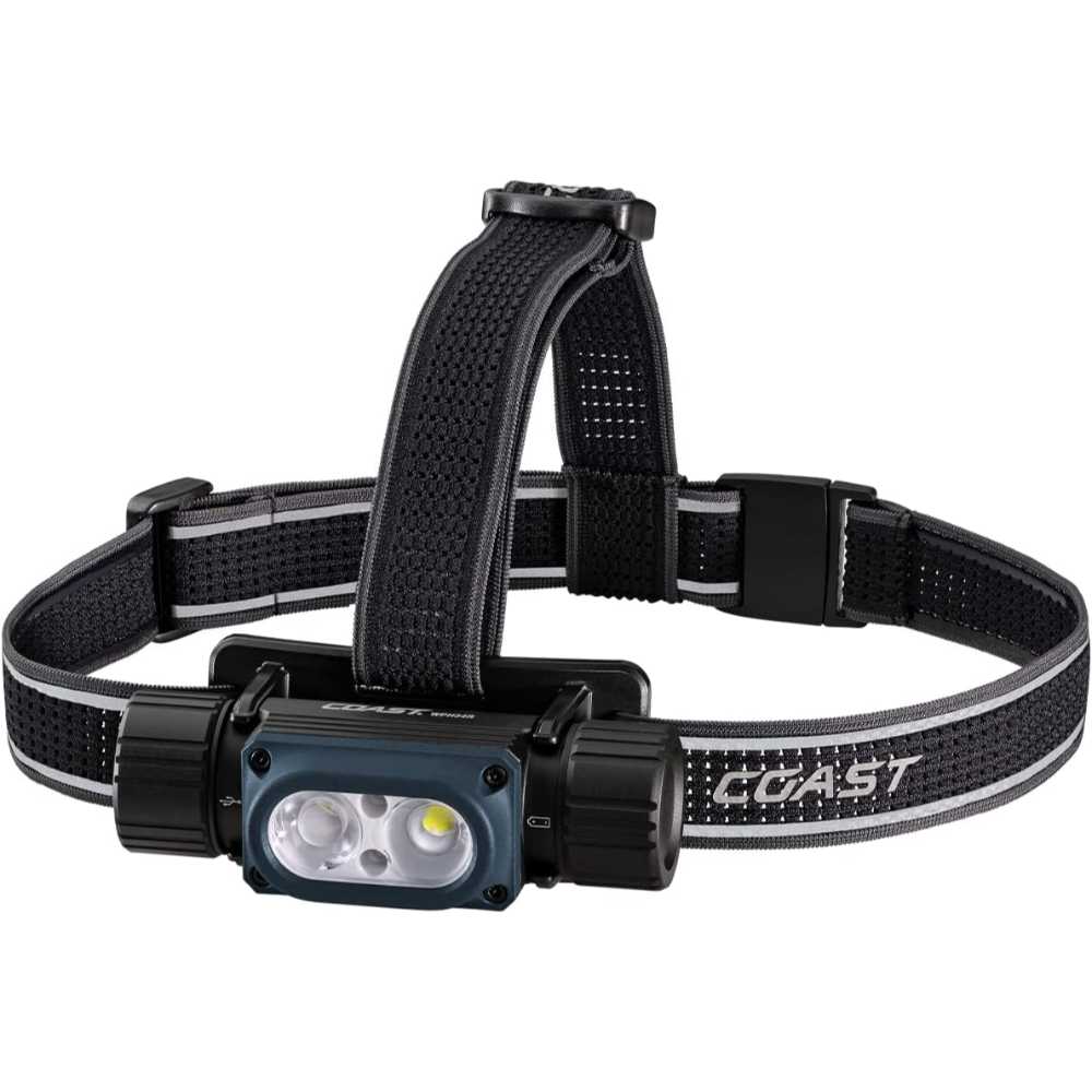 Coast 2000-Lumen USB-C Rechargeable Dual-Power Headlamp