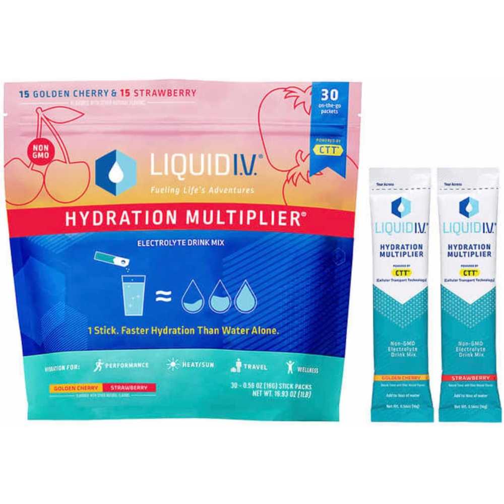 30-Pack Liquid I.V. Hydration Multiplier (Golden Cherry & Strawberry)