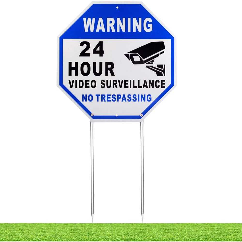 Kichwit 11.8" x 11.8" No Trespassing Video Surveillance Aluminum Sign w/ Stakes