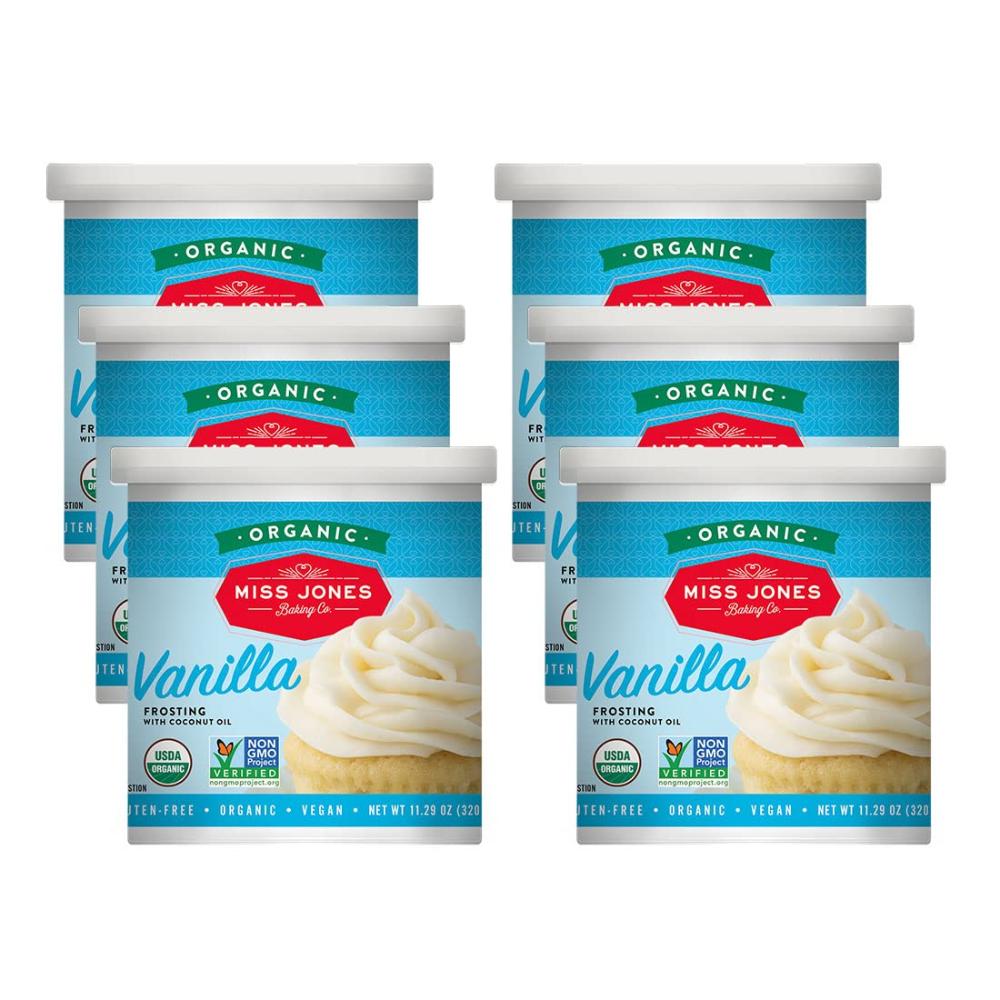 6-Pack Miss Jones Baking Organic Buttercream Frosting, 11.29 oz. (Vanilla)