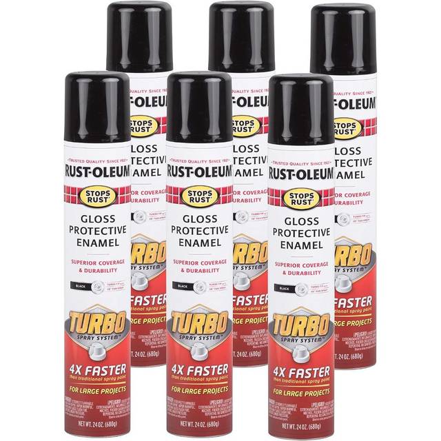 6-Pack Rust-Oleum Stops Rust Turbo Spray Paint, 24 oz. (Gloss Black)