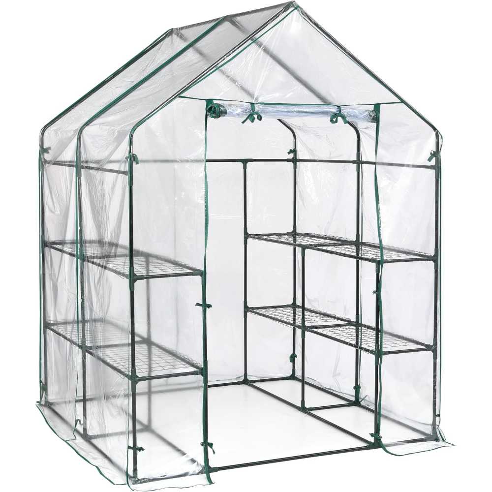 Miracle-Gro All-Season Walk-In Greenhouse w/ 8 Wire Shelves (4'8" x 4'8" x 6'5")