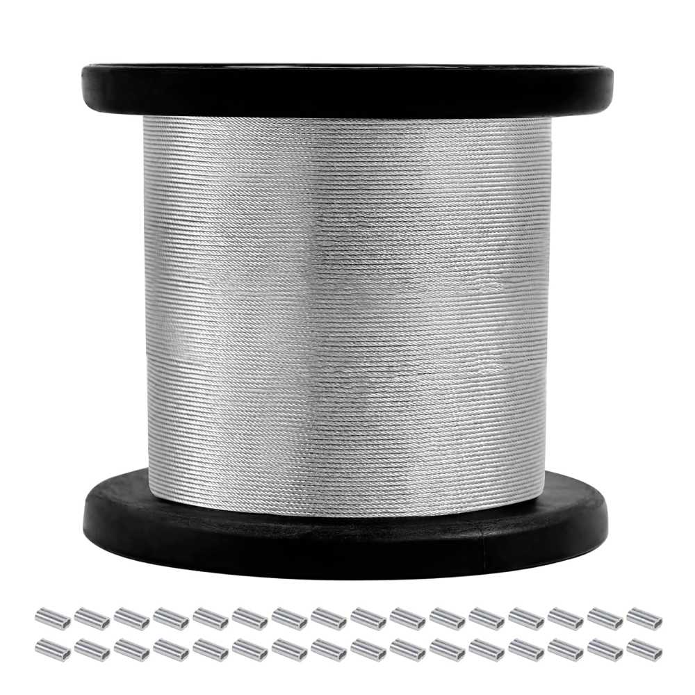 1000' x 1/32" Stainless Steel Cable w/ 250x Crimping Sleeves