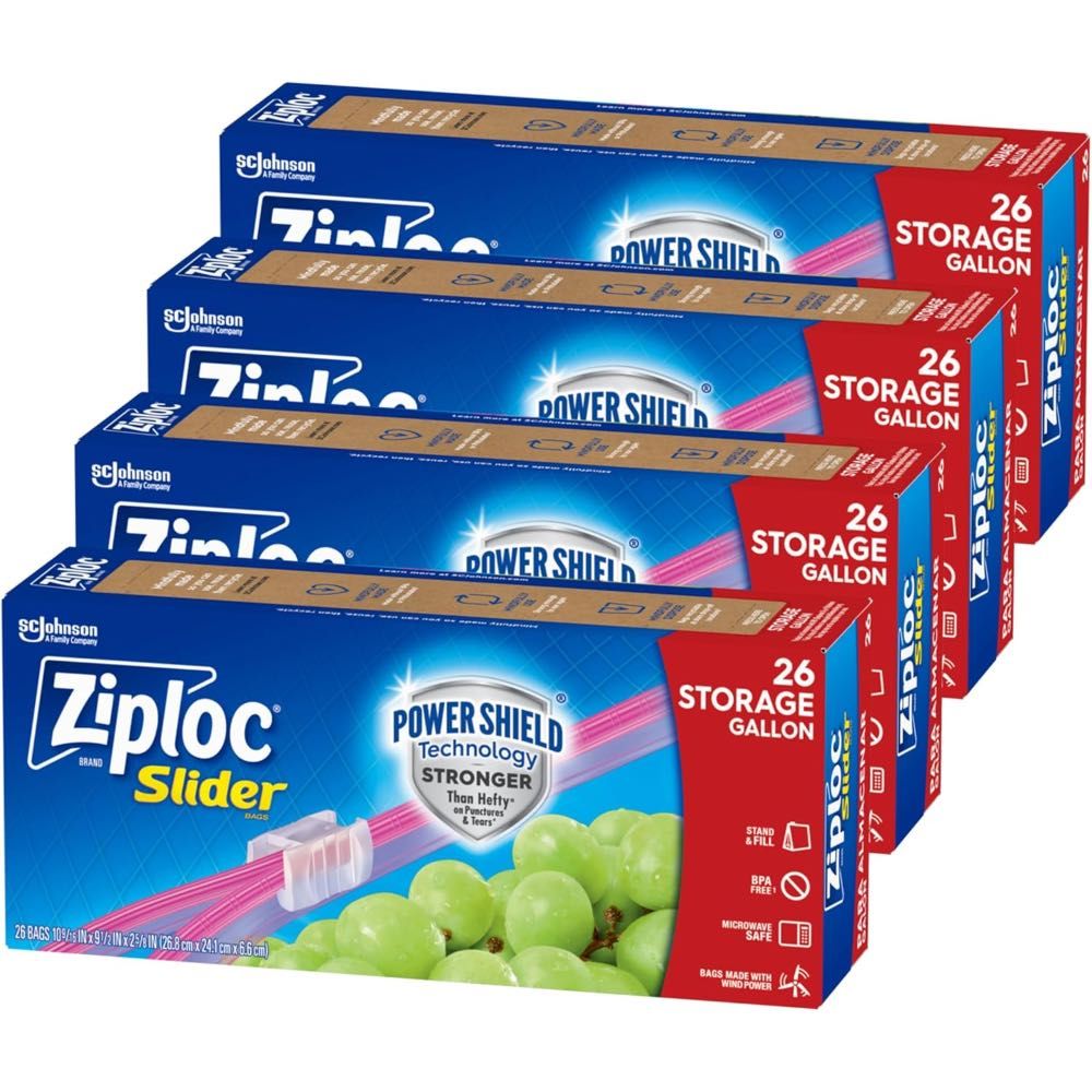 104-Count Ziploc Gallon Food Storage Slider Bags