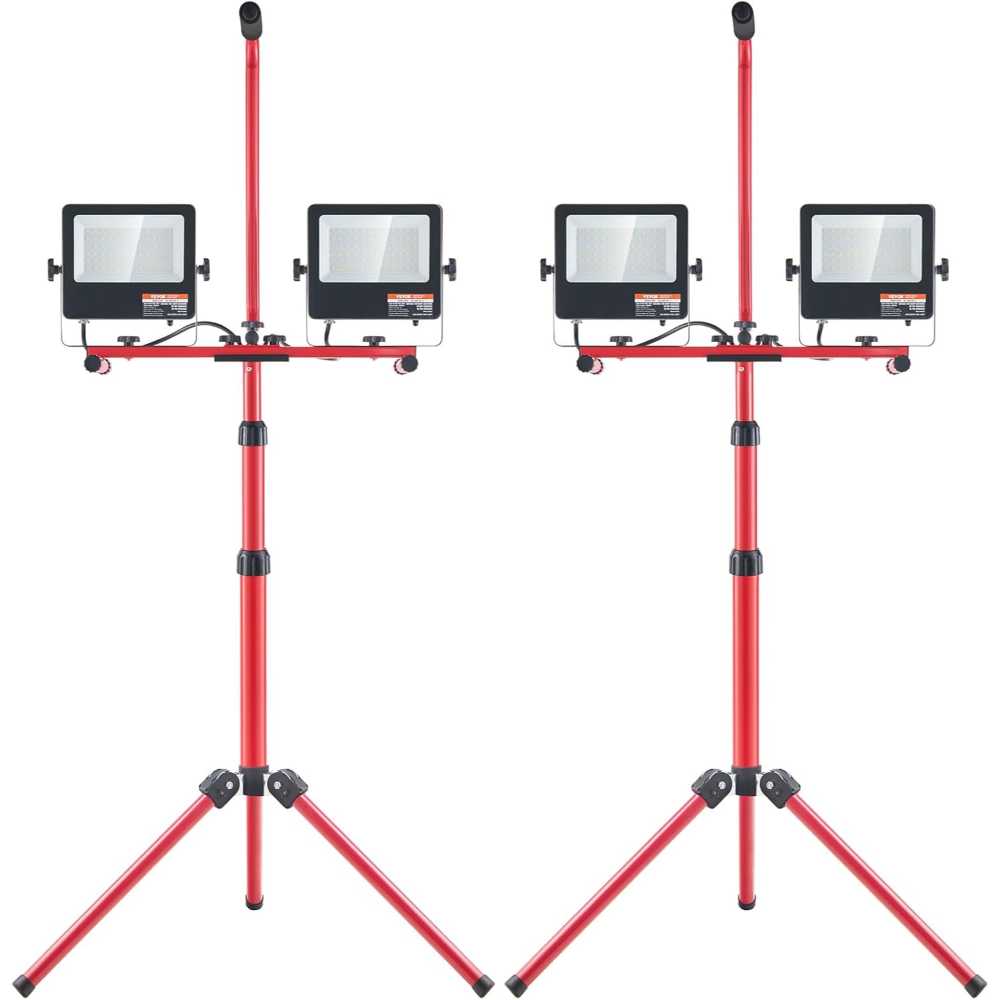 2-Pack Vevor 10,000-Lumen Dual-Head LED Work Light w/ Tripod