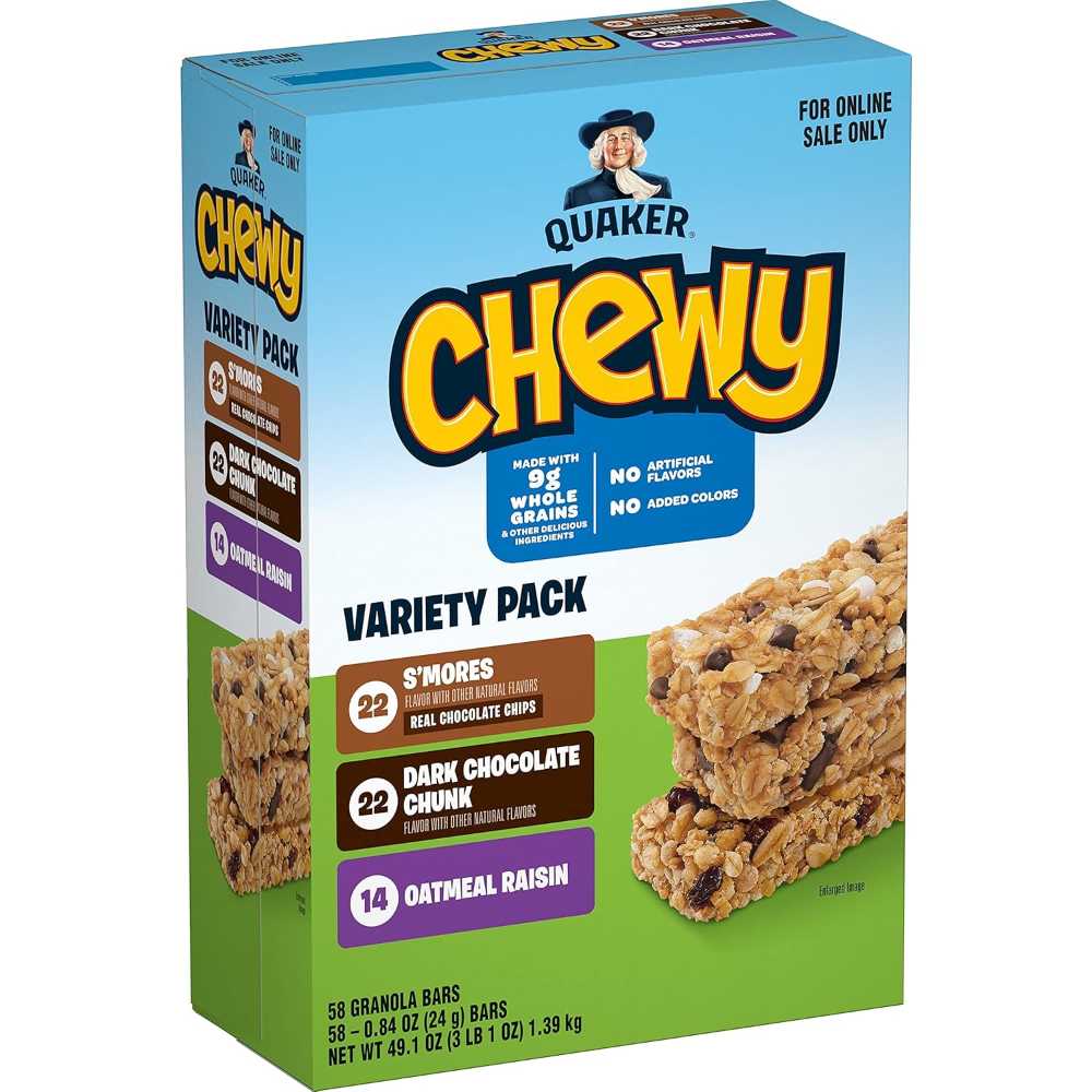 58-Pack Quaker Chewy Granola Bars (3 Flavor Variety Pack)