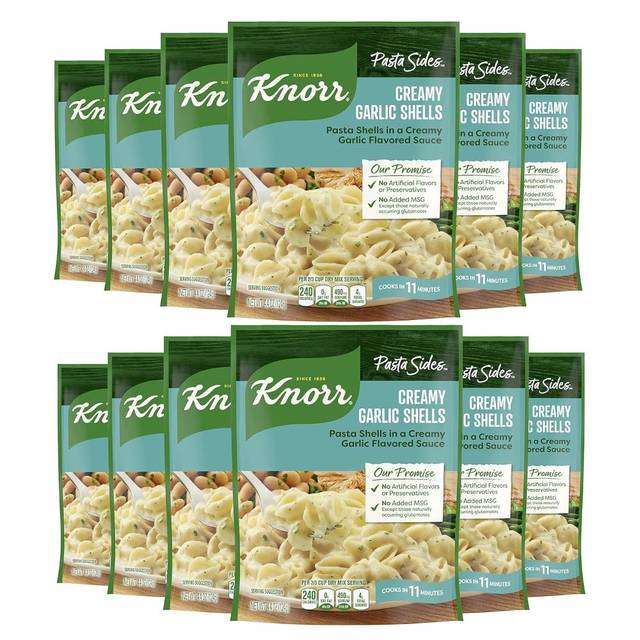 12-Pack Knorr Pasta Sides Creamy Garlic Shells, 4.4 oz.
