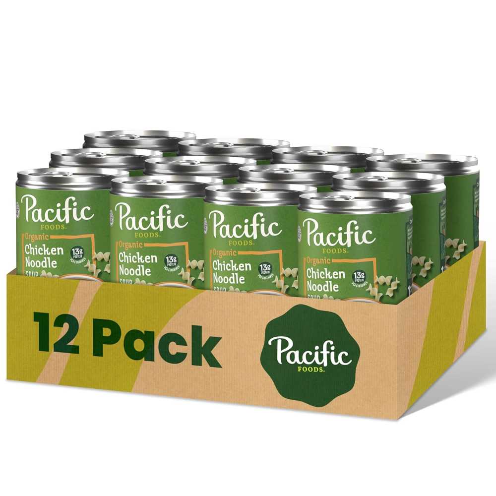 12-Pack Pacific Foods Organic Chicken Noodle Soup, 16.1 oz. ($1.18/Can)