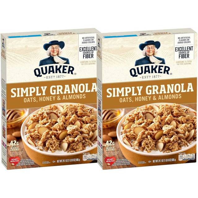 Double Coupon: 2-Pack Quaker Simply Granola, 24.1 oz (Honey & Almond)