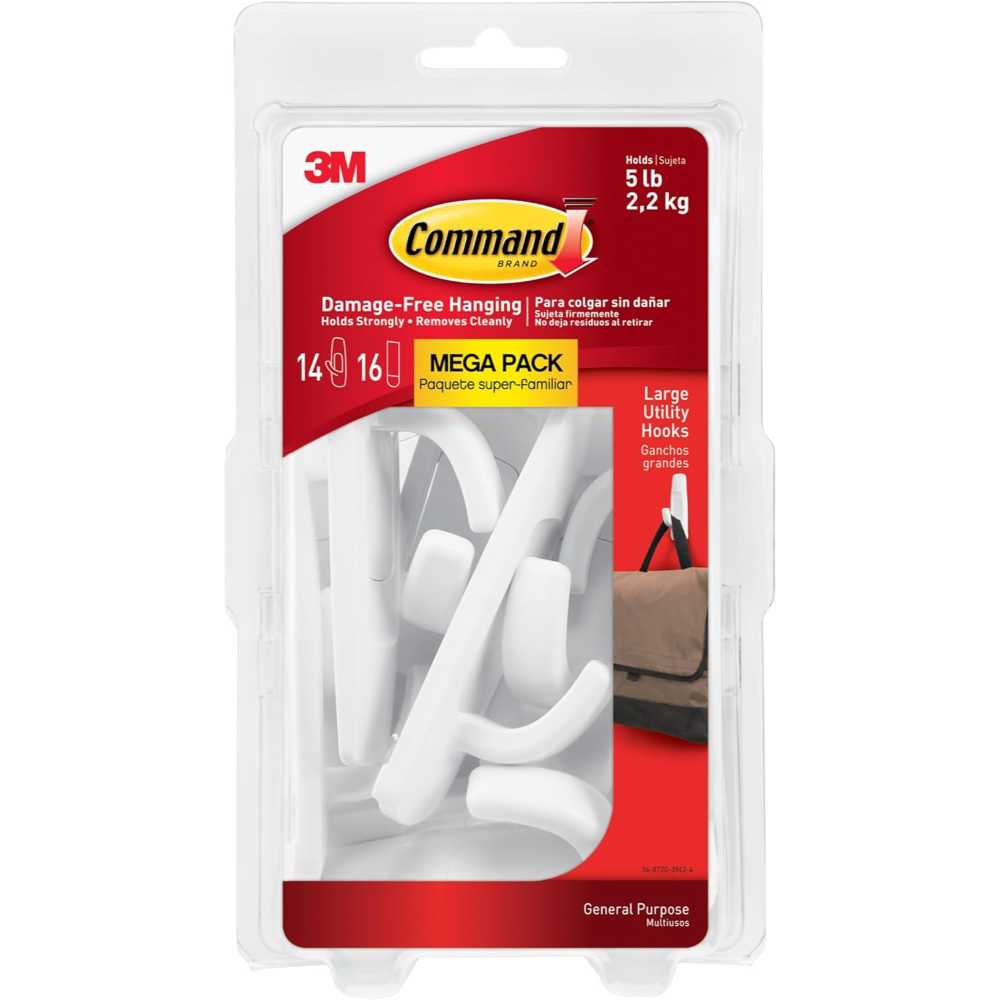 Command 14-Pack Large 5 lb. Utility Hooks w/ Strips