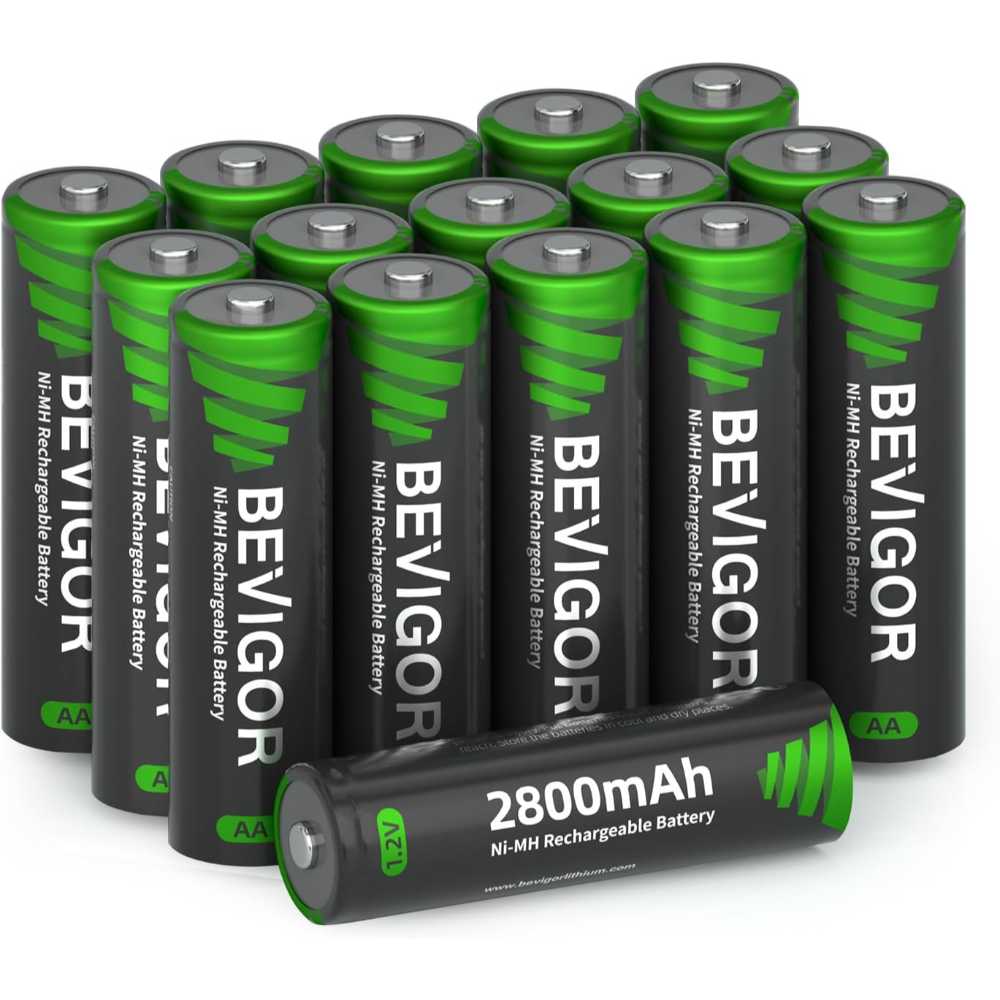 16-Pack Bevigor Rechargeable AA NiMH Batteries (2800 mAh)