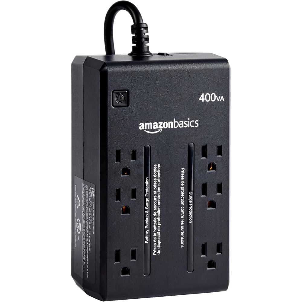 Amazon Basics 400VA/255W UPS Battery Backup & Surge Protector w/ 6 Outlets