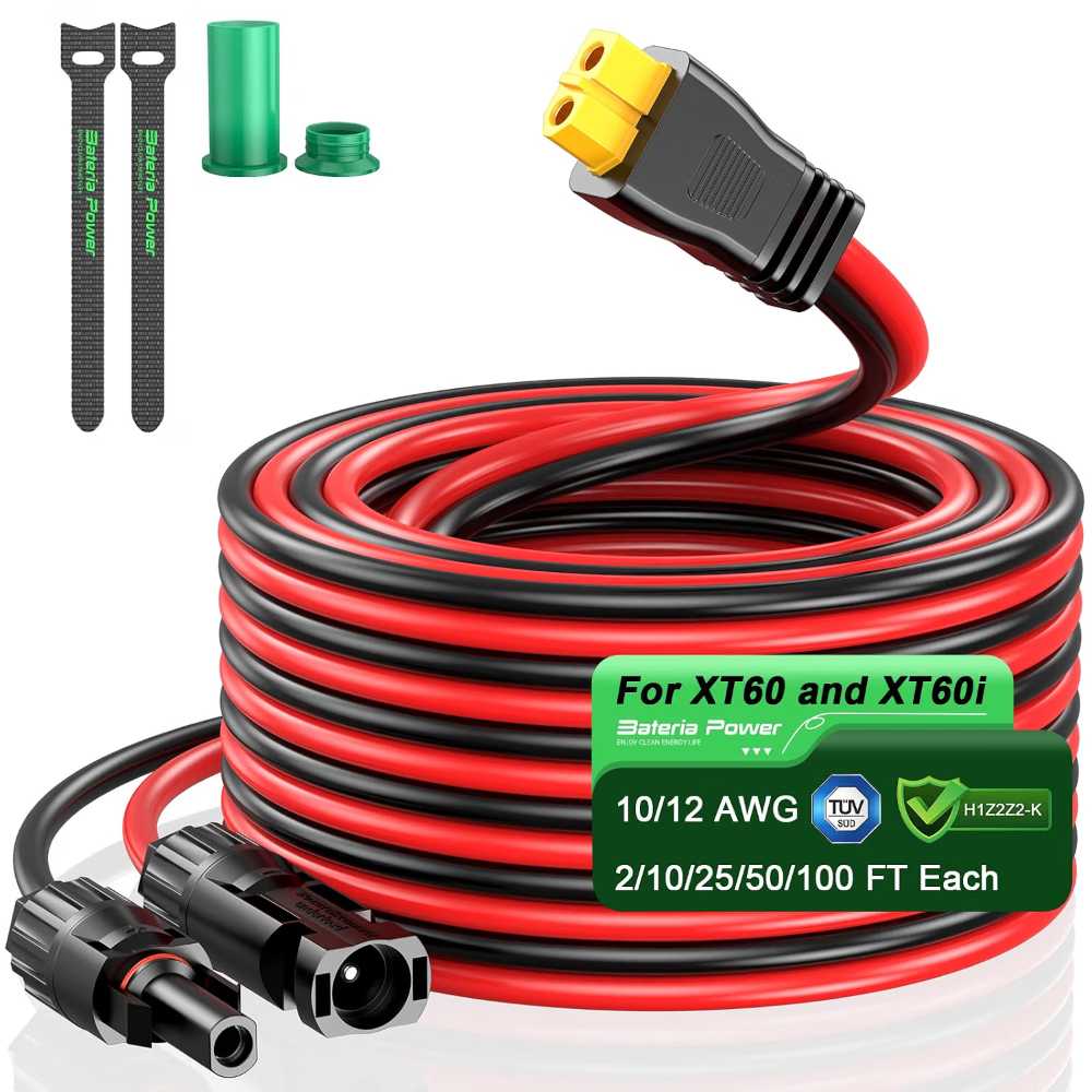 Bateria Power 10' 12AWG XT60 Solar Cable (Solar Panel to Power Station/Battery)