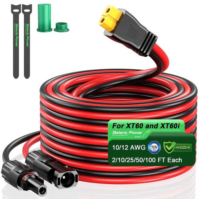 Bateria Power 10' 12AWG XT60 Solar Cable (Solar Panel to Power Station/Battery)
