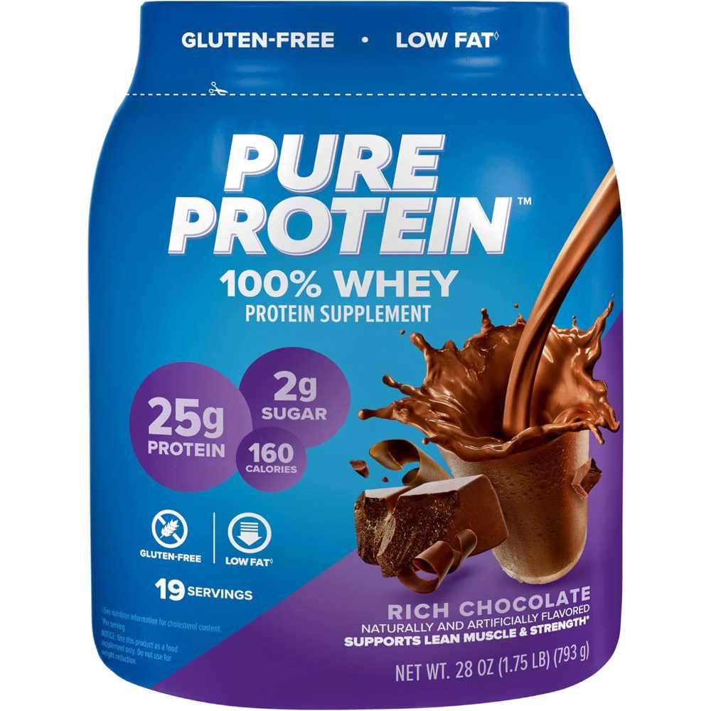 Pure Protein 100% Whey Protein Powder, 1.75 lb. (Rich Chocolate)