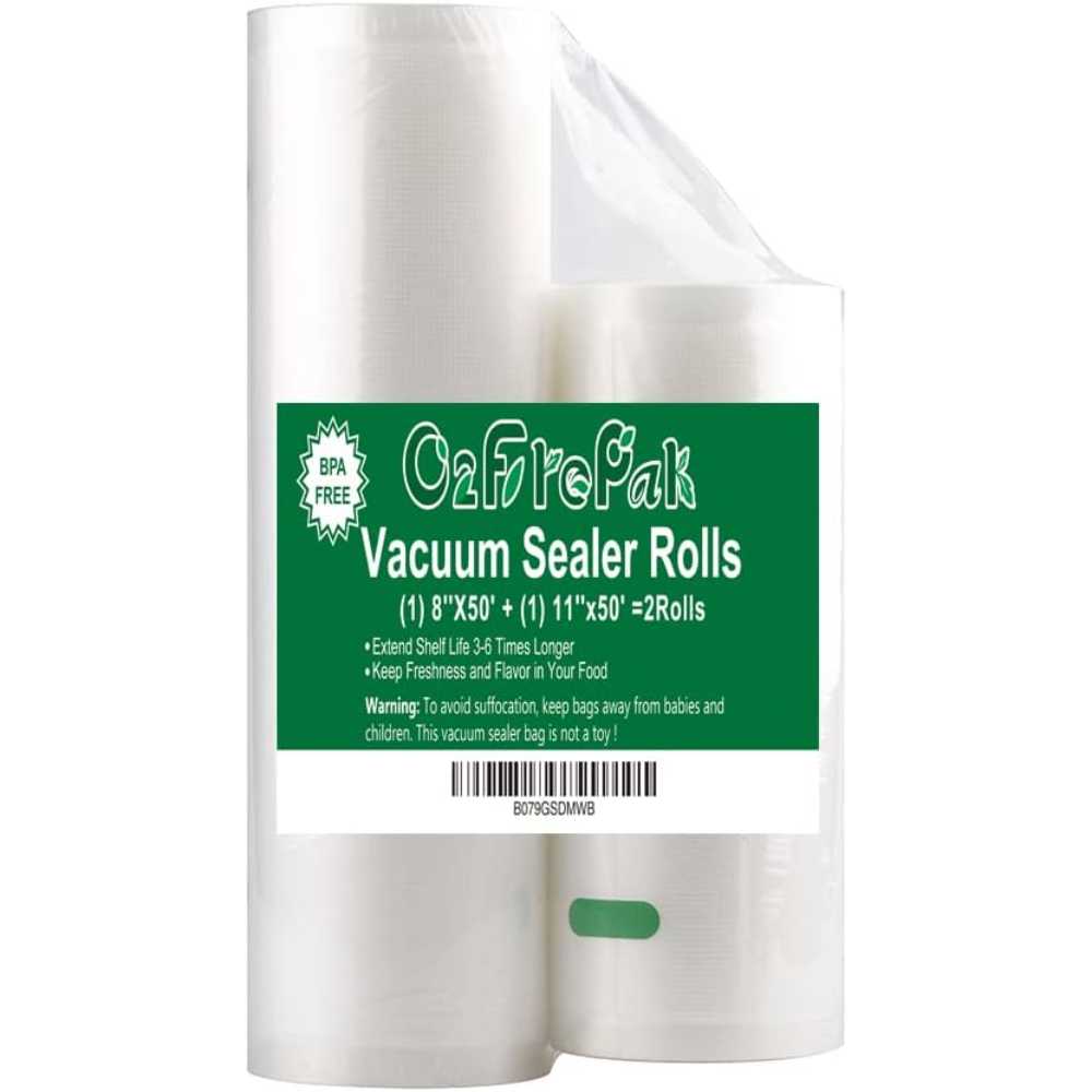 2-Pack O2frepak Vacuum Sealer Rolls (11" x 50' + 8" x 50')