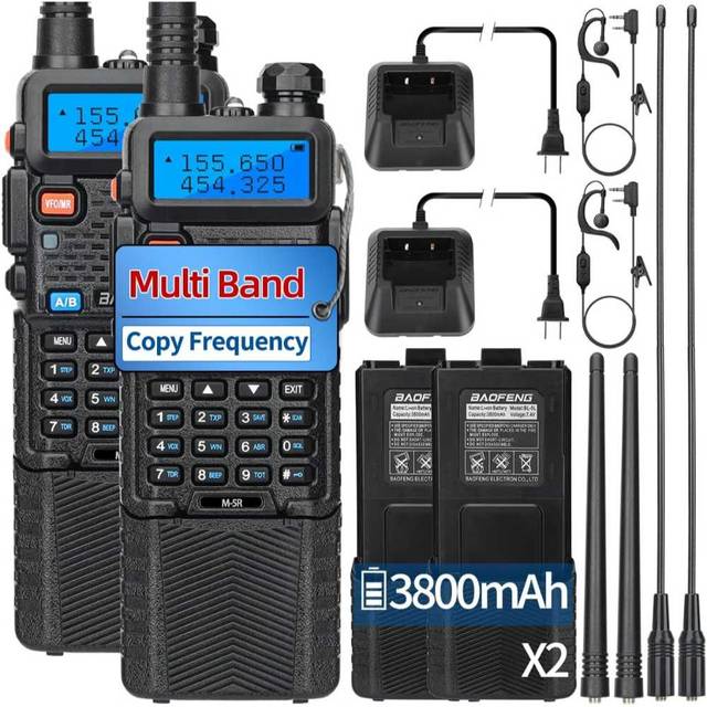 2-Pack Baofeng Upgraded UV-5R 8W Multi-Band Ham Radio w/ High Gain Antennas + 3800mAh Extended Batteries