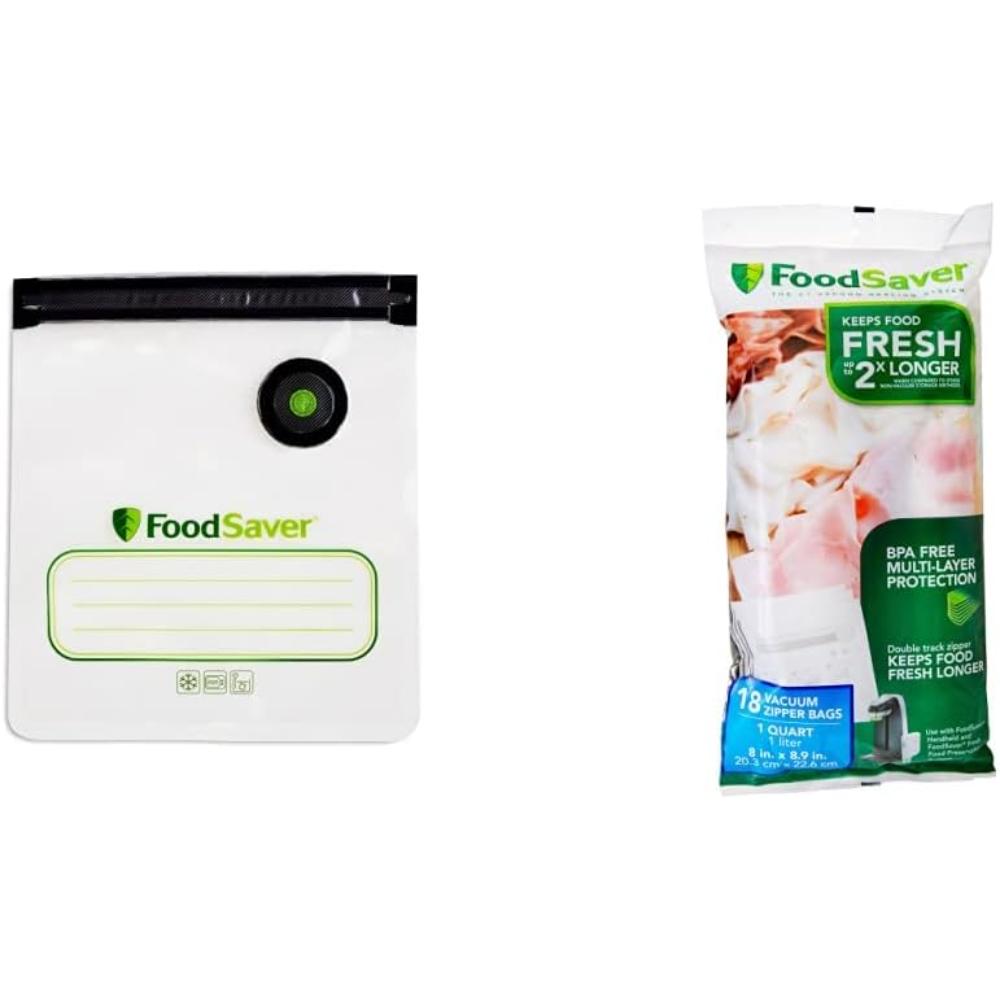 Bundle Deal: 10-Pack FoodSaver Reusable Quart Vacuum Zipper Bags + 18-Pack Reusable Quart Vacuum Zipper Bags