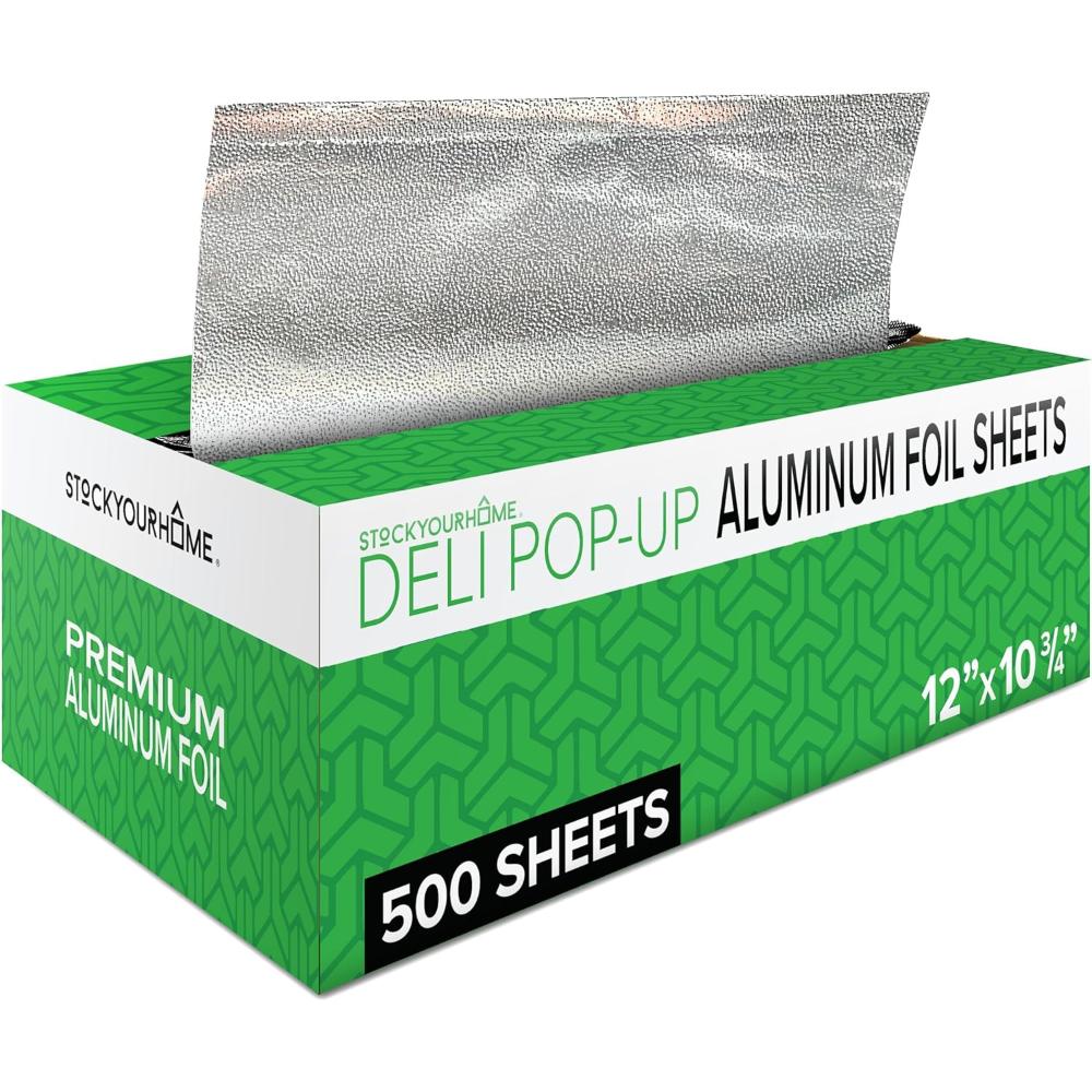 500-Pack Stock Your Home Pop-Up Aluminum Foil Sheets (12" x 10.75")