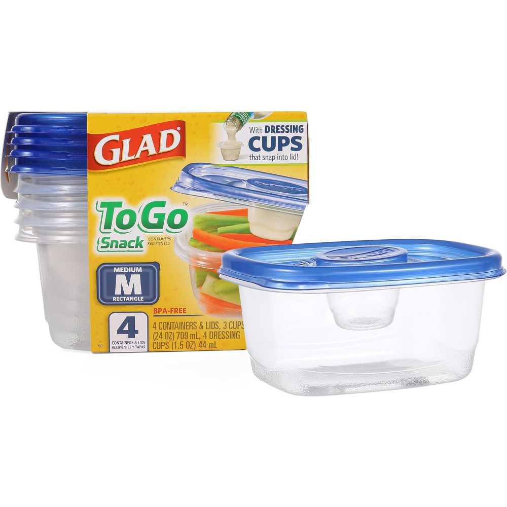 4-Pack Glad GladWare To-Go 24 oz. Food Storage Containers w/ Lids