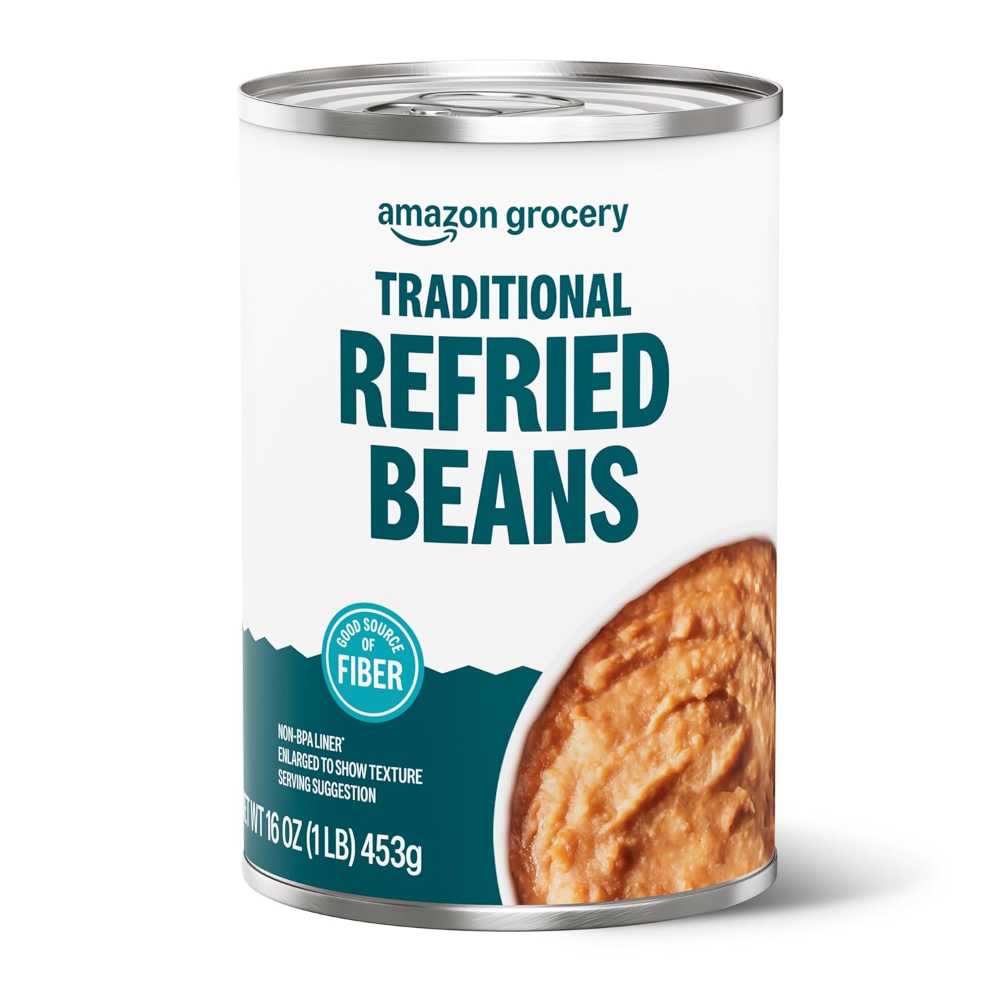 Amazon Grocery Canned Refried Beans, 16 oz.