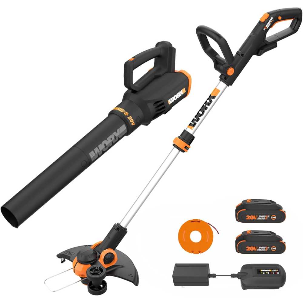 WORX 20V 12" Cordless String Trimmer & 360CFM Leaf Blower Kit w/ 2x Batteries & Charger