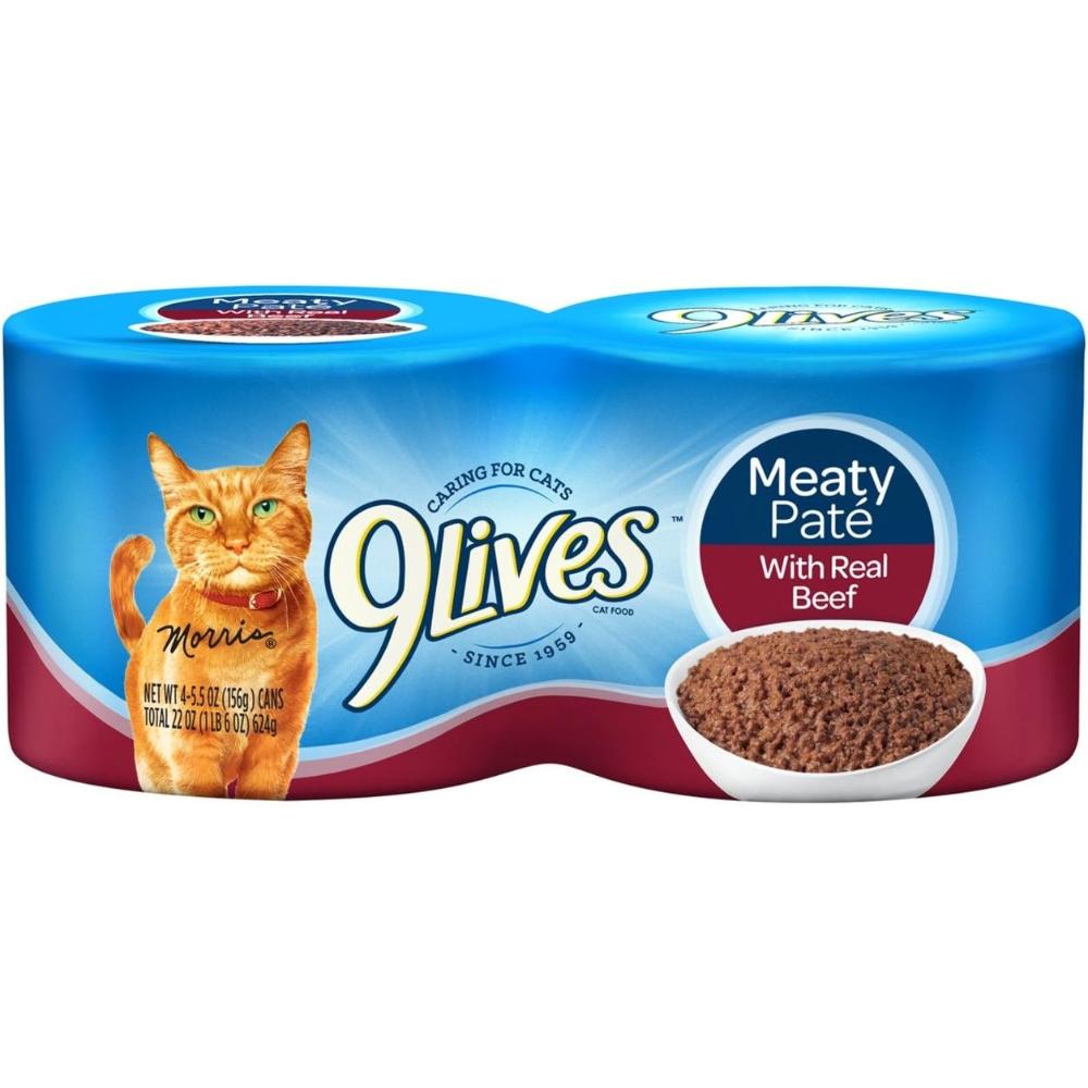 24-Pack 9Lives Meaty Paté Wet Cat Food w/ Real Beef, 5.5 oz.