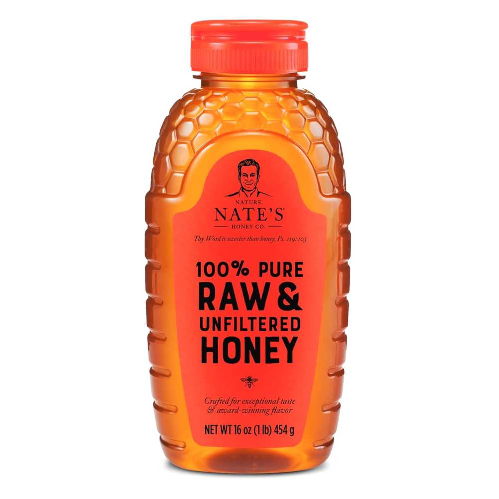 Nate's 100% Pure, Raw & Unfiltered Honey, 1 lb.