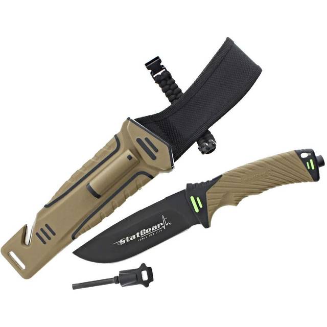 StatGear Surviv-All 4.25" Fixed Blade Knife w/ Sheath, Firestarter, Sharpener
