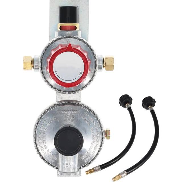 GasOne 2-Stage Auto-Switch Propane Gas Regulator w/ 2x 12" Pigtails