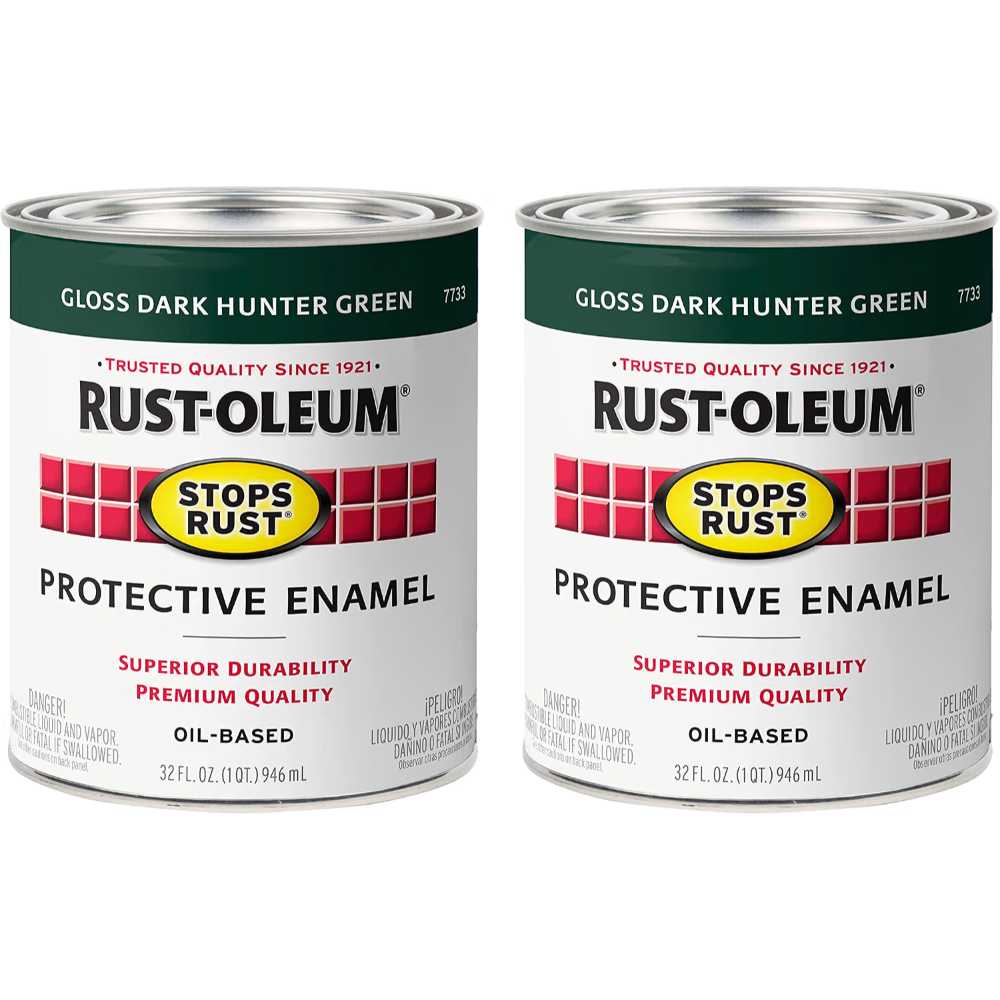 2-Pack Rust-Oleum Stops Rust Brush On Enamel Paint, 1 Quart (Gloss Dark Hunter Green)