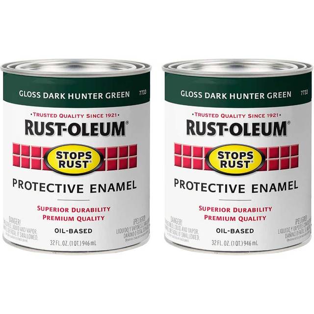2-Pack Rust-Oleum Stops Rust Brush On Enamel Paint, 1 Quart (Gloss Dark Hunter Green)