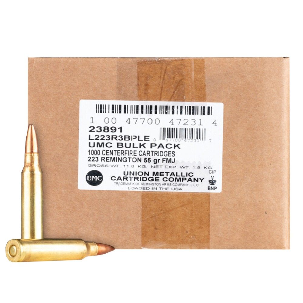 1000-Rounds Remington UMC .223 55gr FMJ Ammo