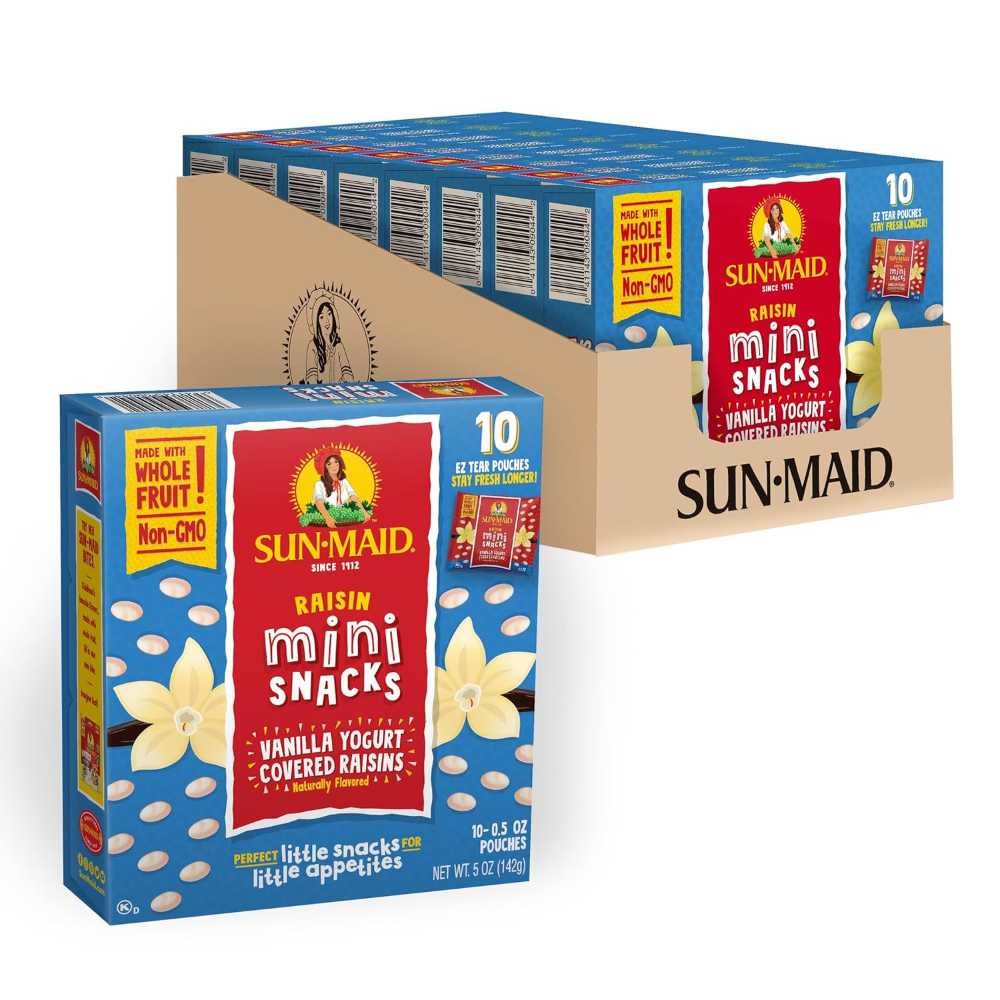 80-Pack Sun-Maid Vanilla Yogurt Coated Raisins Mini Size, 0.5 oz.