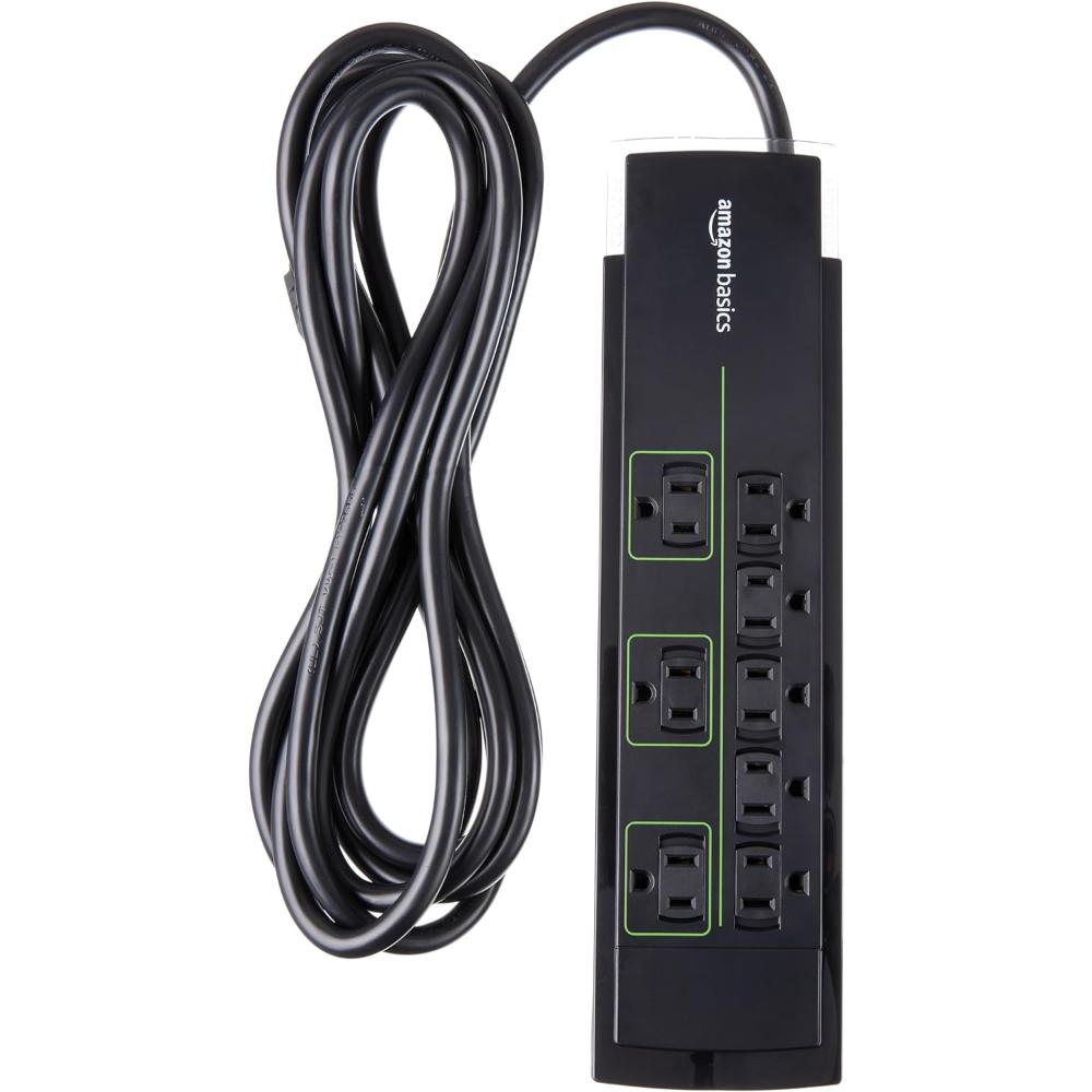 Prime Members: Amazon Basics 8-Outlet 4500 Joule Surge Protector w/ 12-Foot Cord