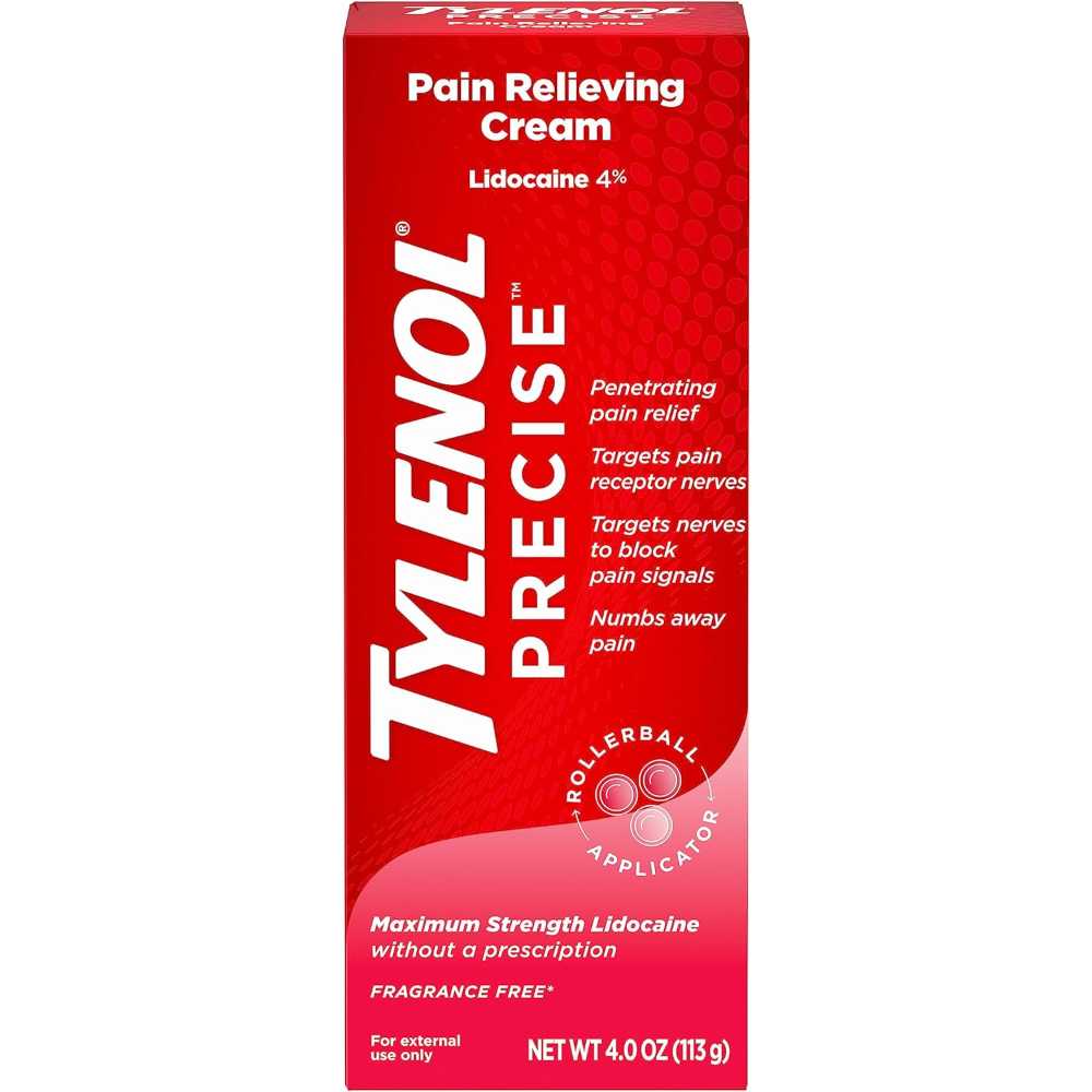 Tylenol Precise Max Strength 4% Lidocaine Pain Relieving Cream, 4 oz.