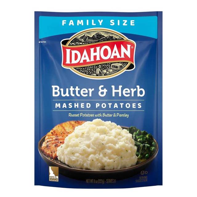 8-Pack Idahoan Butter & Herb Mashed Potatoes, Family Size 8 oz.