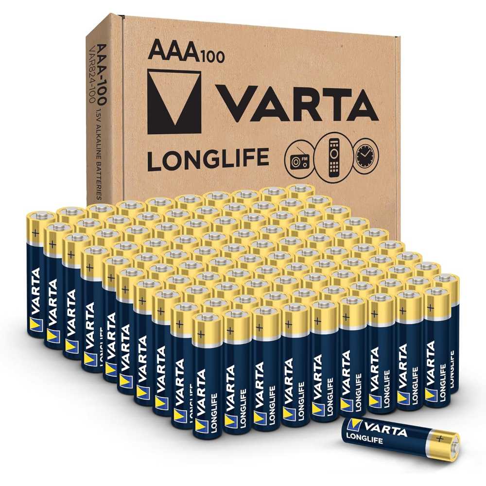 100-Pack Varta Longlife AAA Batteries