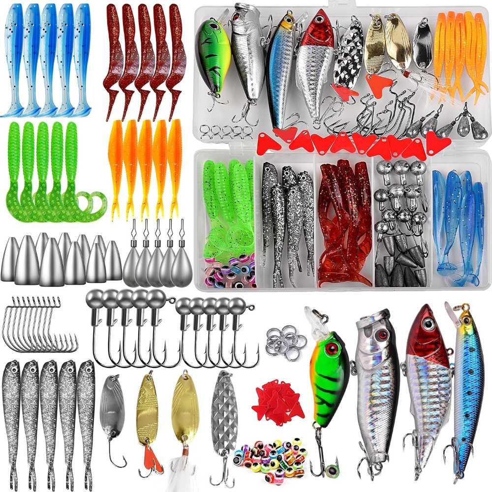 Vooglass 108-Piece Fishing Lures Tackle Kit