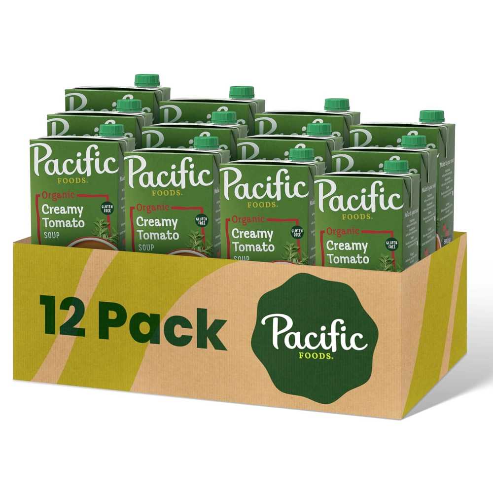 12-Pack Pacific Foods Organic Tomato Soup, 32 oz. (Creamy or Basil)