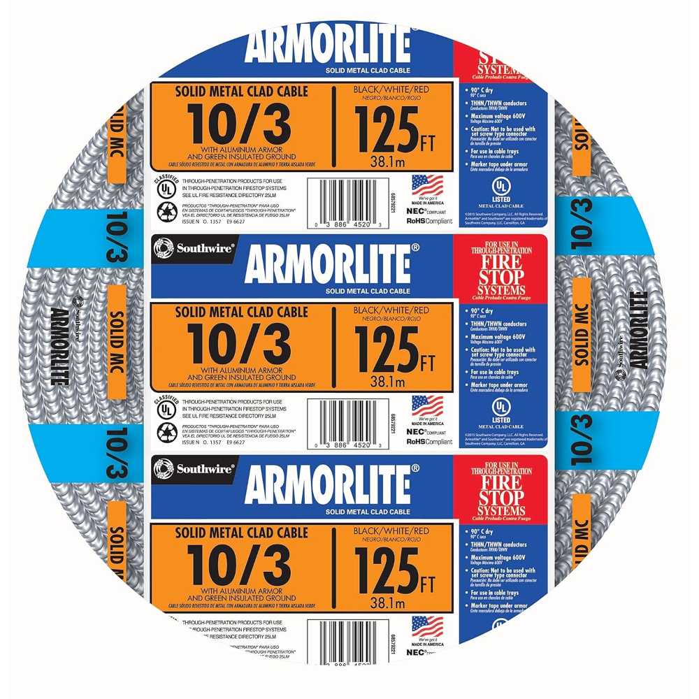 Southwire 125' 10/3 Armorlite Metal Clad Cable