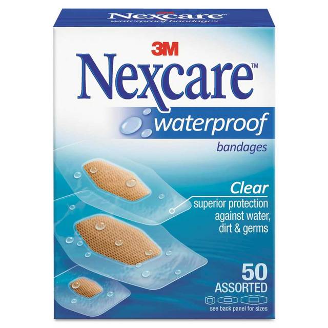 50-Pack Nexcare Waterproof Bandages (Assorted Sizes)