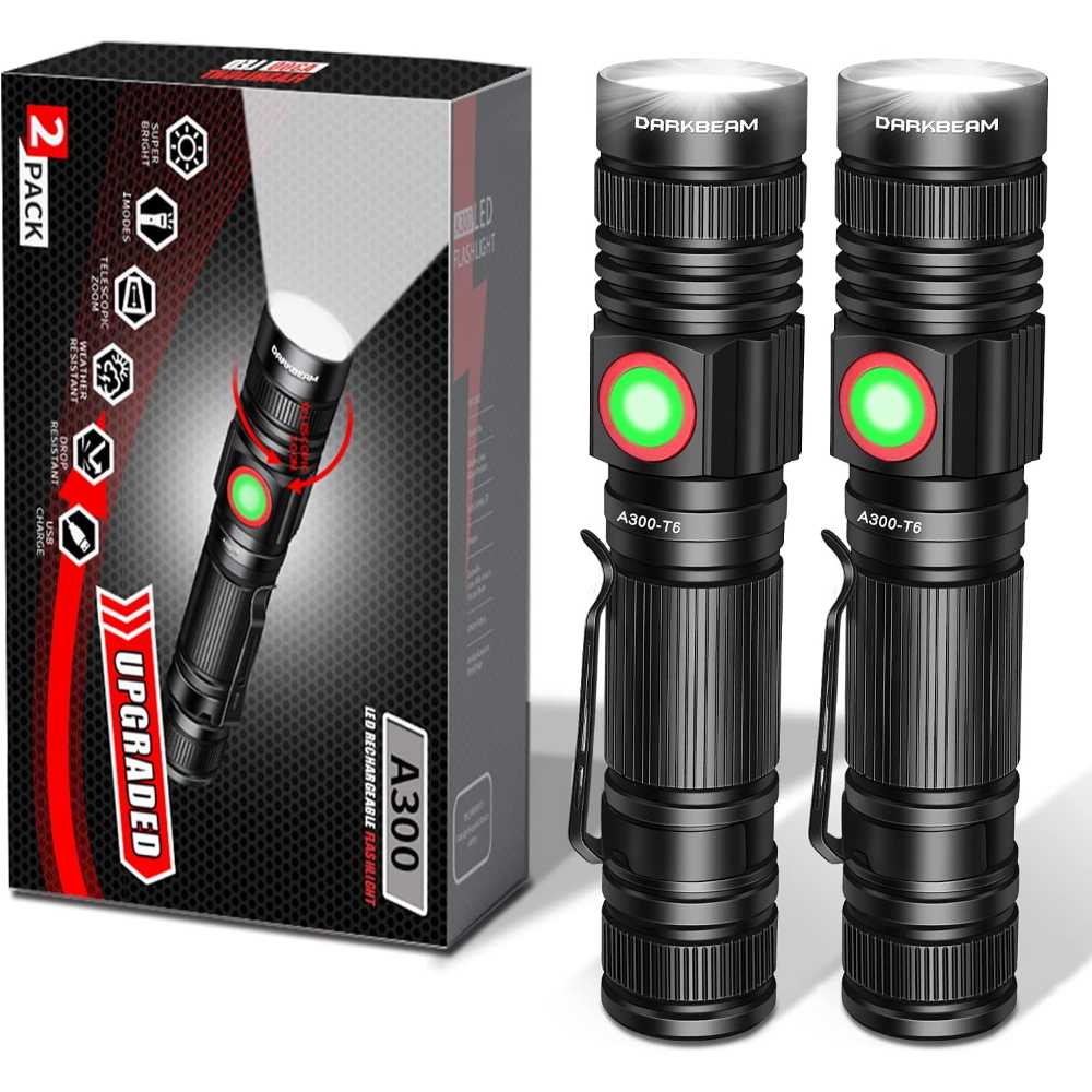 2-Pack Darkbeam 2000-Lumen USB-C Rechargeable Flashlight