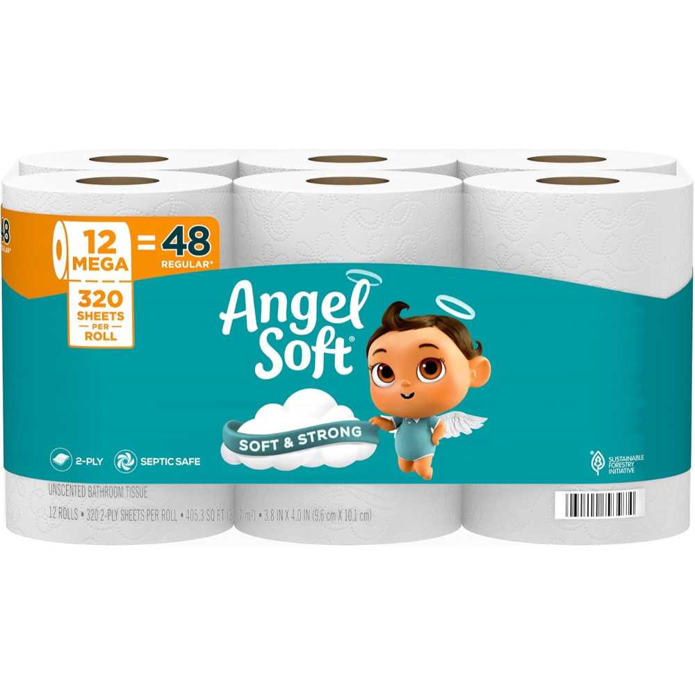 12-Pack Angel Soft Mega Rolls Toilet Paper