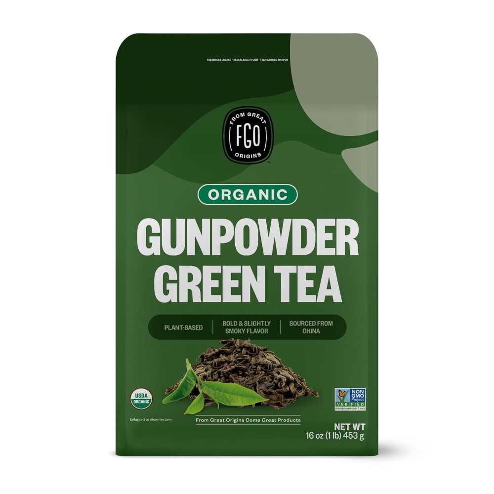 FGO Organic Loose Leaf Gunpowder Green Tea, 16 oz.
